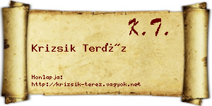 Krizsik Teréz névjegykártya
